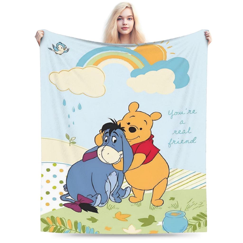 Pooh and Friends Blankets Flannel Summer Air Conditioning Winnie The Pooh Breathable Soft Throw Blankets Sofa Travel Rug Piece