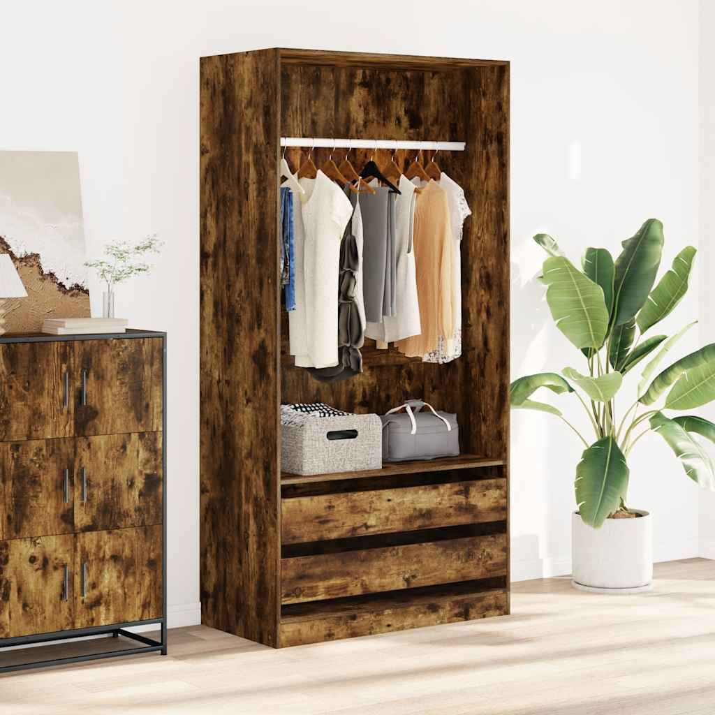 Wardrobe Smoked Oak Finish 100 x 50 x 200 cm Engineered Wood
