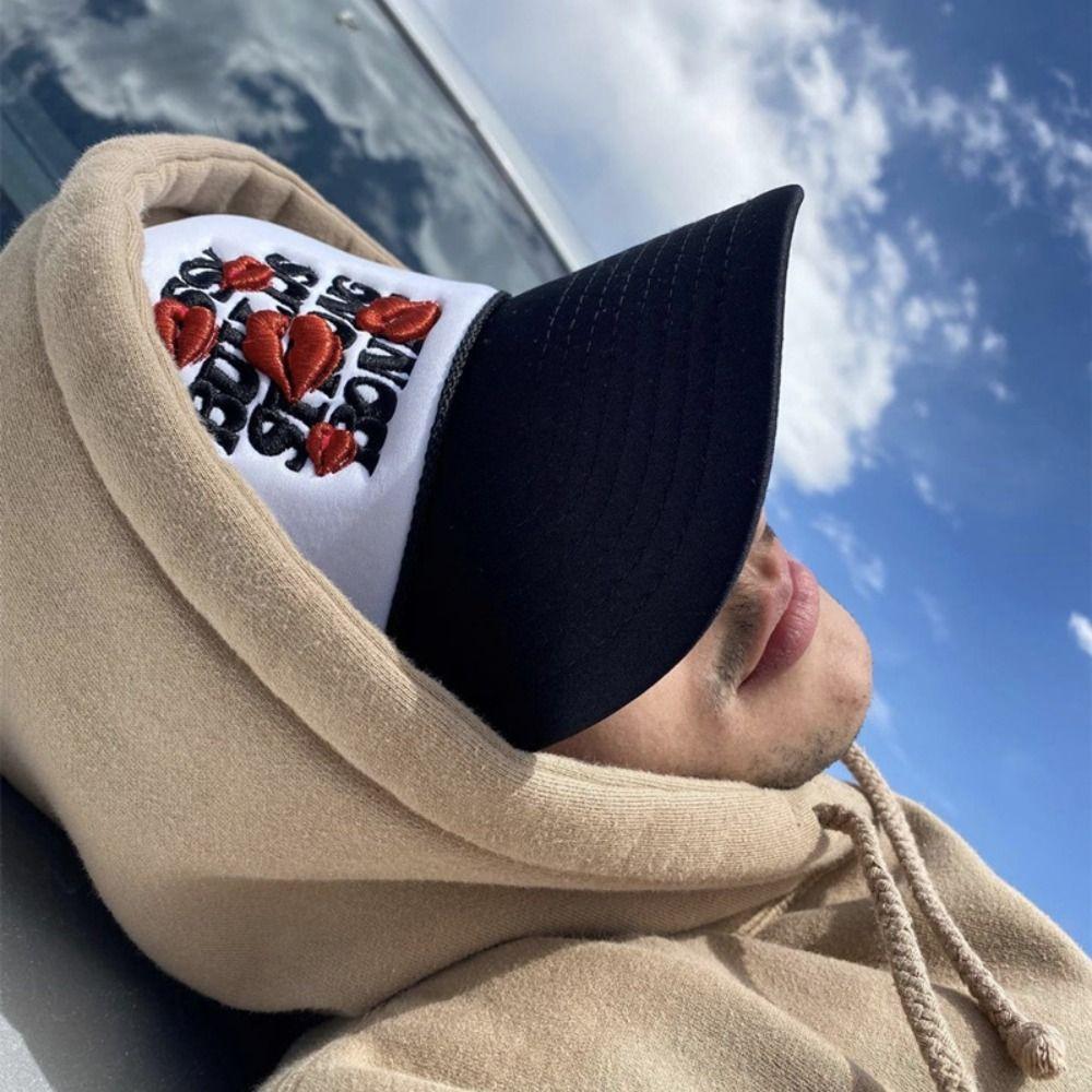 Street Wear Letters Lip Baseball Letter Embroidery Sunshade Cap Simple Truck Caps Men