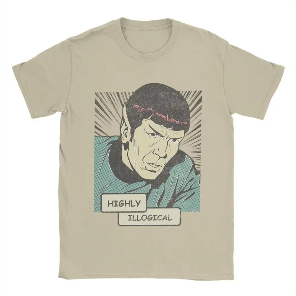 Мужская футболка Stars Treks Spock Highly Illogical Повседневная футболка из чистого хлопка с коротким рукавом Футболка с круглым вырезом Топы размера плюс
