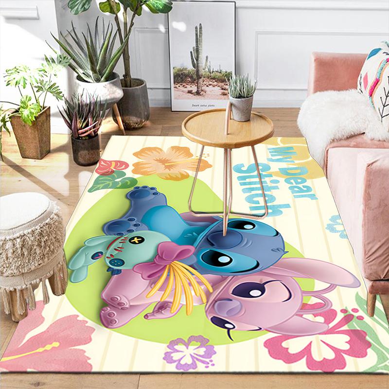 1Pc Stitch Angel Friendship Rug, Office Carpet Indoor Outdoor Doormat, Non-Slip Soft, Living Room, Christmas Halloween Gift. M928609