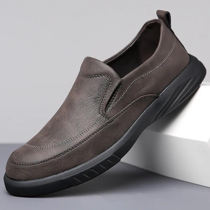 FashionSpring Autumn Fashion Leather Lightweight Slip-on Platform Men's Loafers Designer Soft Sole Casual Business Men's Dress Shoes