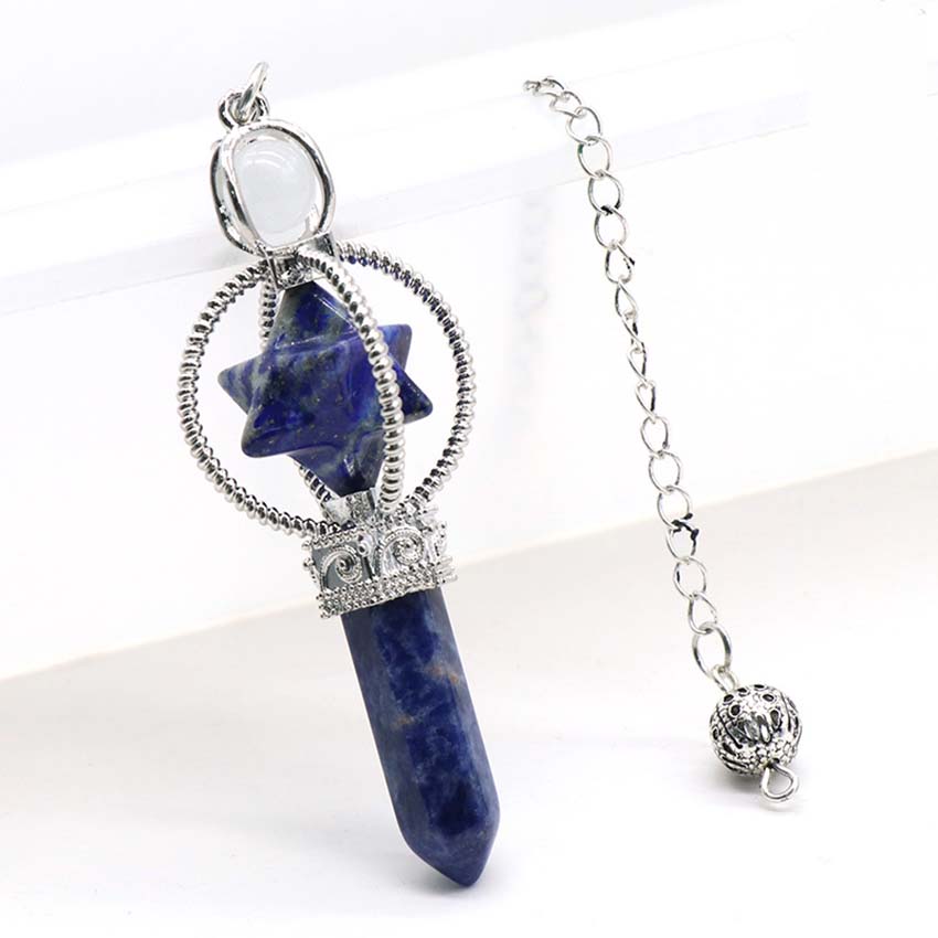 Crystal Merkaba Star Stone Hexagon Pendulums Dowsing Divination Natural Amethyst Quartz Healing Sceptre Reiki Pendlum Pendants