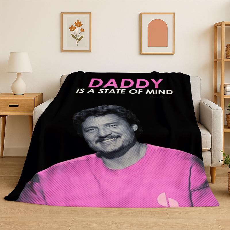 Fashion Pedro Pascal Star Flannel Blanket Soft Warm Throw Blanket for Bedroom Living Room Bed Travel Camping Picnic Gift Kids