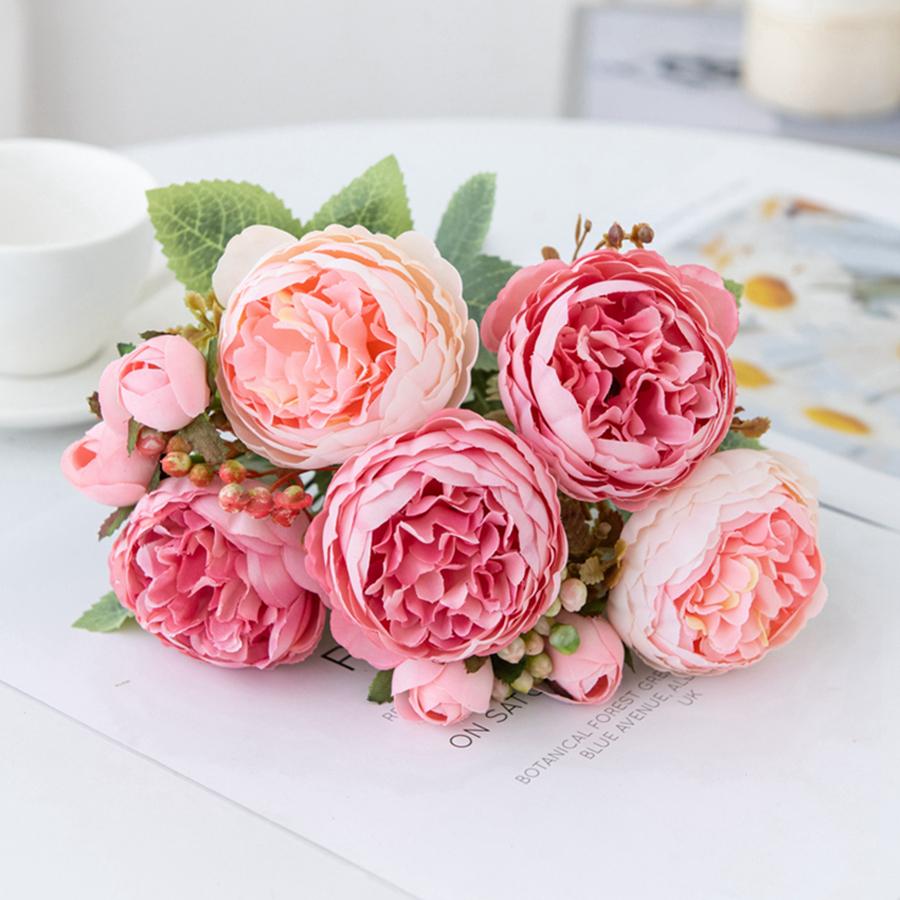 7 Forks Silk Artificial Flower Peony Home Room Wedding Wreath Festival Party Outdoor Arch Background Decor Floral Arrangement