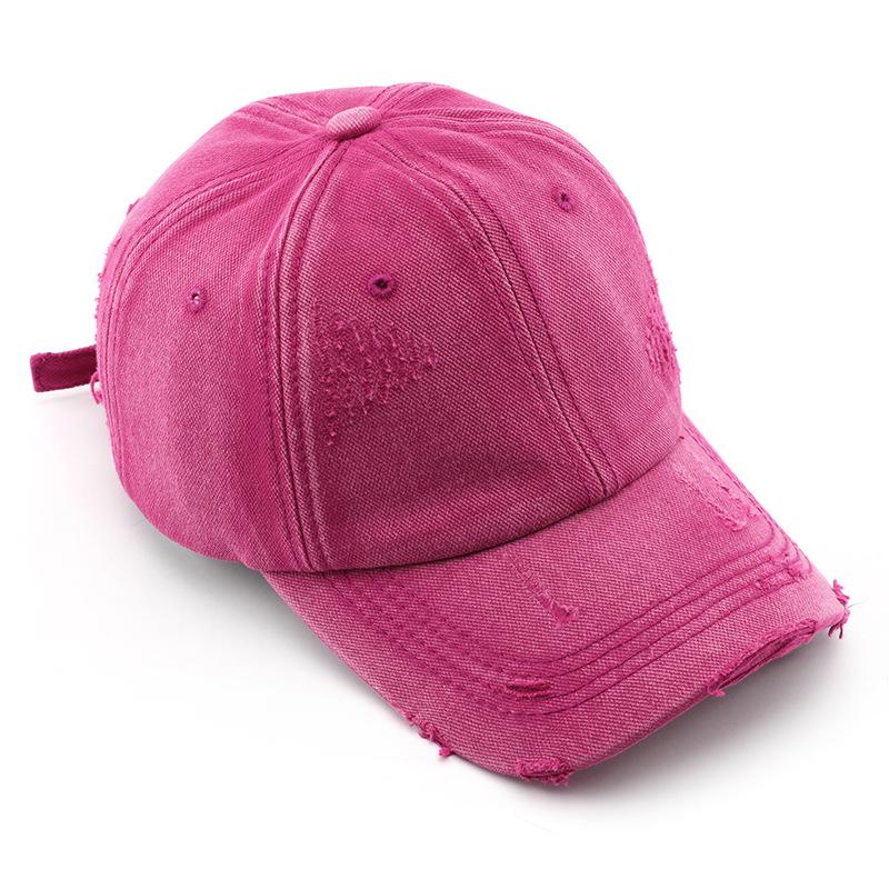 Hat Women's Spring and Summer Washed Ripped Denim Solid Color Light Board Cap Outdoor Men's Travel Sunscreen Shade Baseball Cap