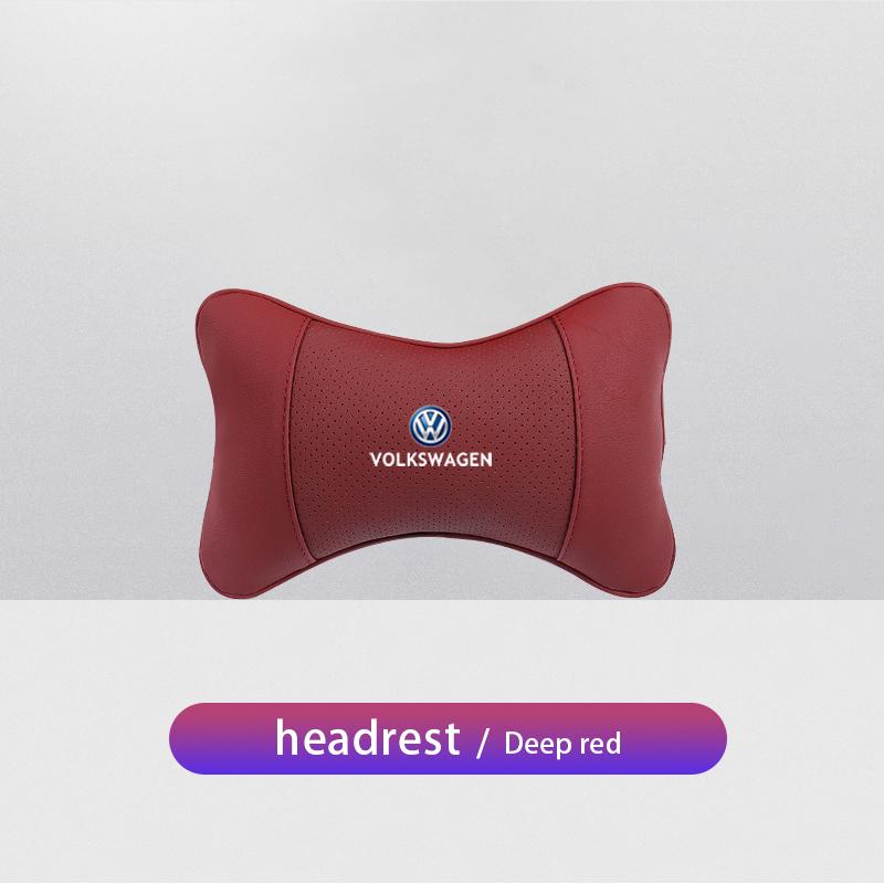 2026 Hot For Volkswagen VW 1Pcs Leather Car Logo Headrest Seat Neck Protection Pillow For VW GTI Polo Golf 6 7 8 Passat CC Tigua