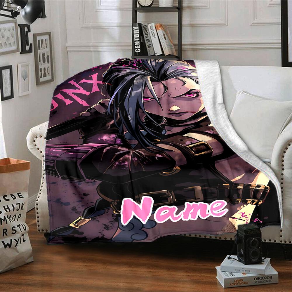 Custom Name Jinx Power Dark Party Blanket For Couch Bed Plush Cozy Fuzzy Blanket Super Soft Warm Blankets For Fall And Winter 091619