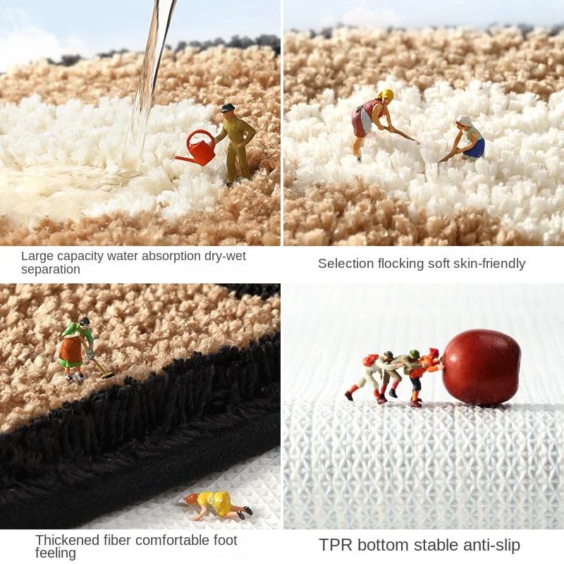 Мультяшные полукруглые коврики для ванной | Утолщенный плюшевый нескользящий коврик для ванной | Быстросохнущий суперабсорбирующий коврик для ног для декора ванной