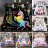 Children Bedding Set Single Bedding and Bed Sets Home Textile Unicorn Cartoon Lovely Kids Duvet Cover Set King Queen Full Twin