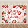 Strawberry Background Banner Fruit Ballon Backdrop Supplies Pink Girl Birthday Party Decorations Baby Shower Photography Props