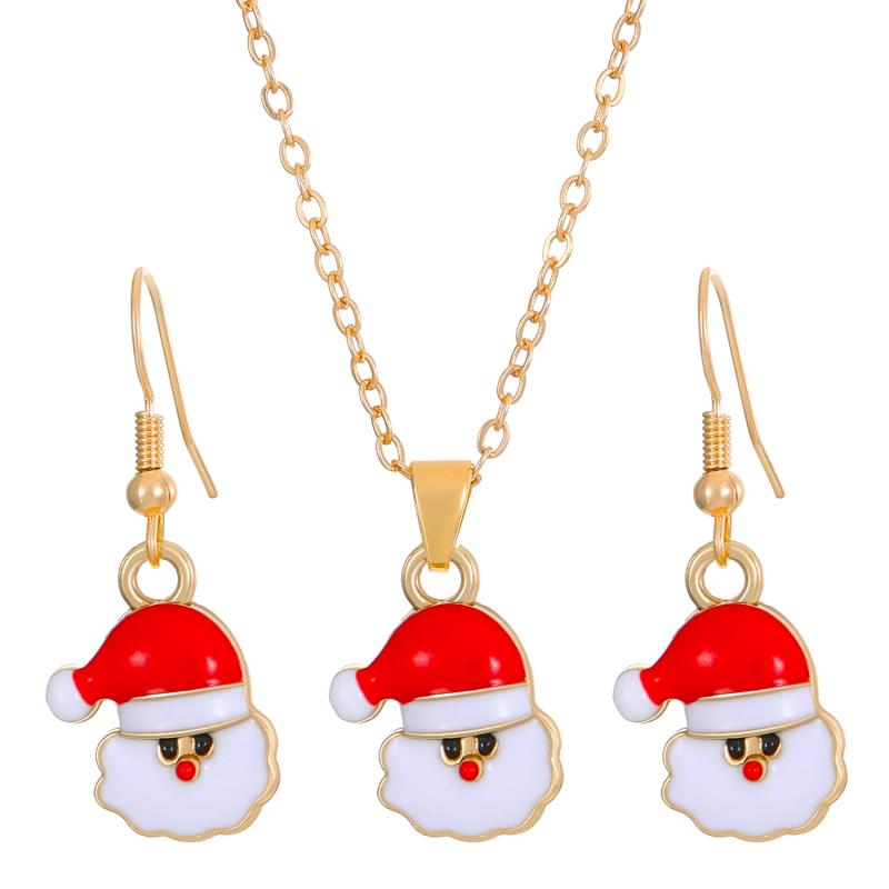 New Christmas Necklace Earrings Set With Santa Reindeer Tree Snowman Socks Designs Festive Ornaments
