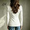 Casual Suit Coat Women Stand Collar Striped Blazer, Slim Fit Single-Breasted Lady Blazer Blouse Top, Office Business Jacket Outerwear Slimming Waist