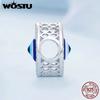 WOSTU 925 Sterling Silver Blue Evil Eye Charms Fatima's hand Beads Fit Original Bracelet DIY Necklace Jewelry Make New Year Gift
