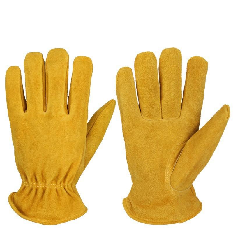 Heavy Duty Winter Work Gloves With Fleece Lining Thick Cowhide Snow Shoveling Cold Storage Outdoor Labor