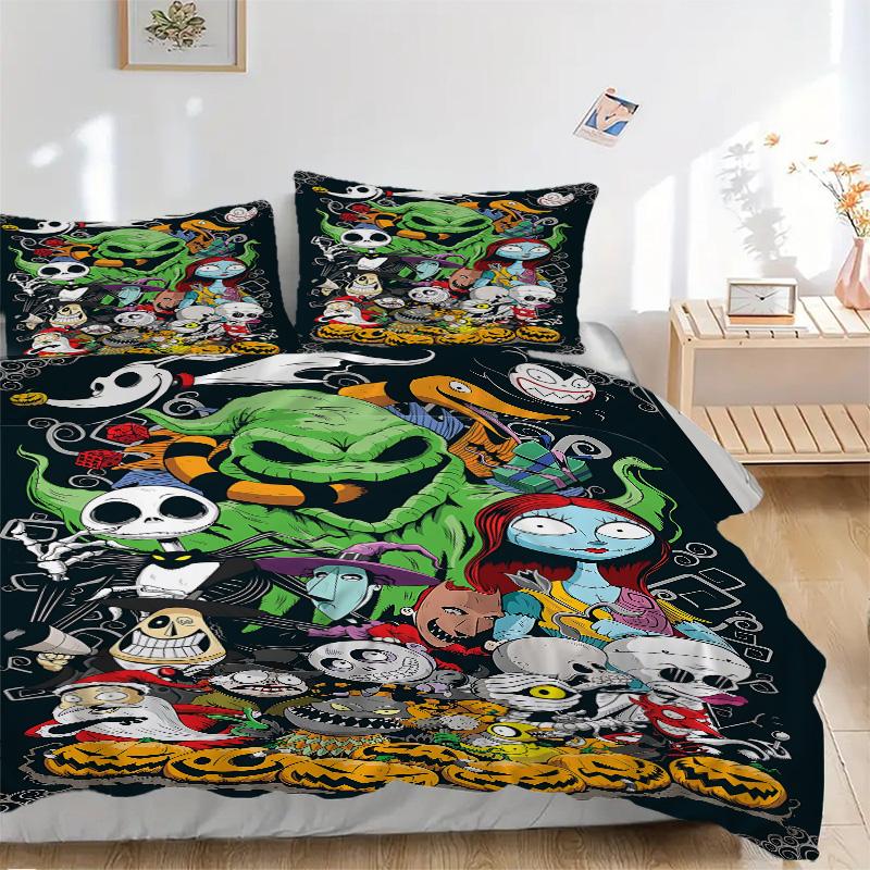 Halloween Horror Characters Print 3Pcs Bedding Setduvet Cover With 2 Bedropillowcase Home Birthday Gift