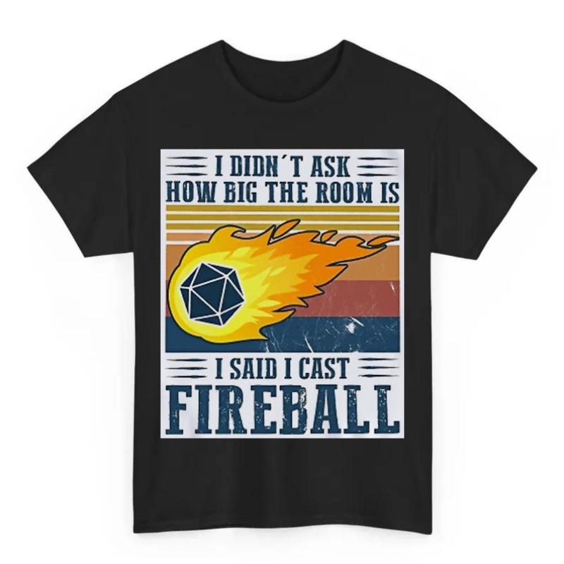 DM Cast Fireball DND Дракон Мастер Подземелий Волшебник Шутка Ретро Забавный Арт Рисунок Геймер Аниме Культ Мем Музыка Фильм Подарок Футболка