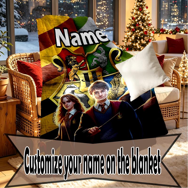 Custom Name Personalized Harry Potter Print Blankets, Home Decor, Bedroom, Sofa, Camping, Couch, Gifts for Birthday Christmas