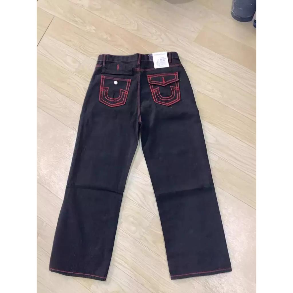 ZYLLO Хип-хоп Уличная одежда Черные джинсы Мода Вышитые Y2k Готические Прямые джинсы