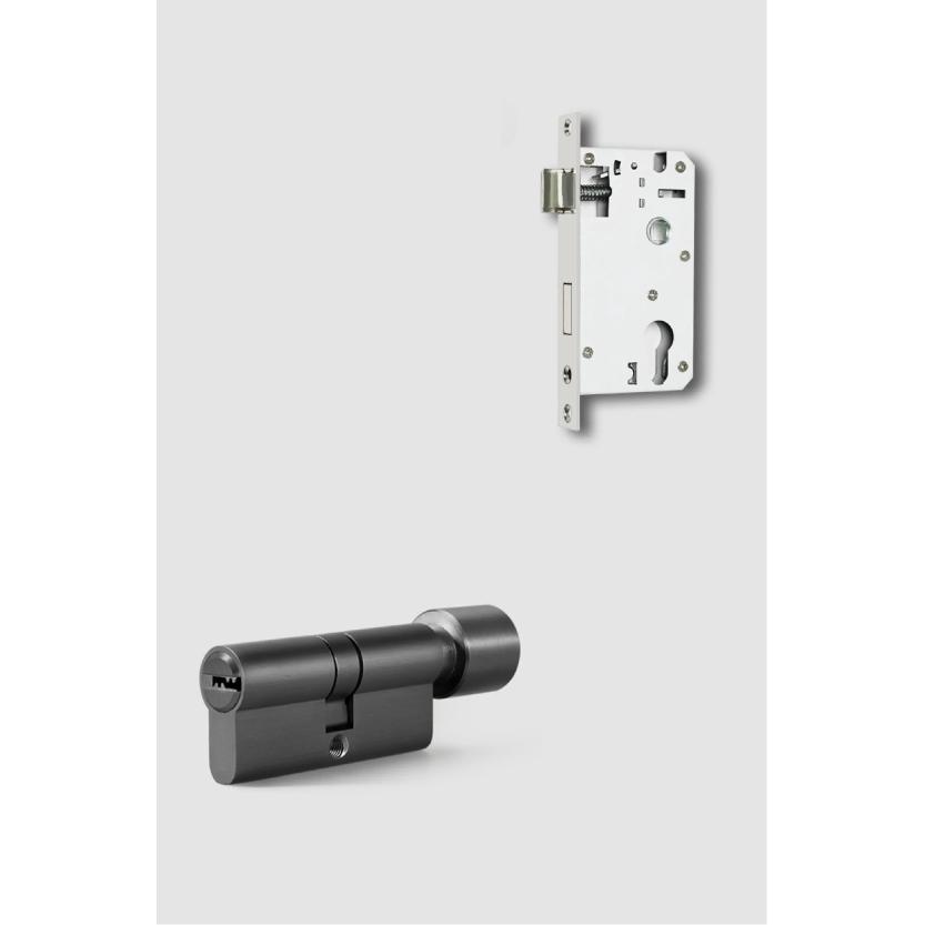 1 set of indoor silent door lock aluminum alloy Nordic minimalist bedroom split wooden door handle lock with key included