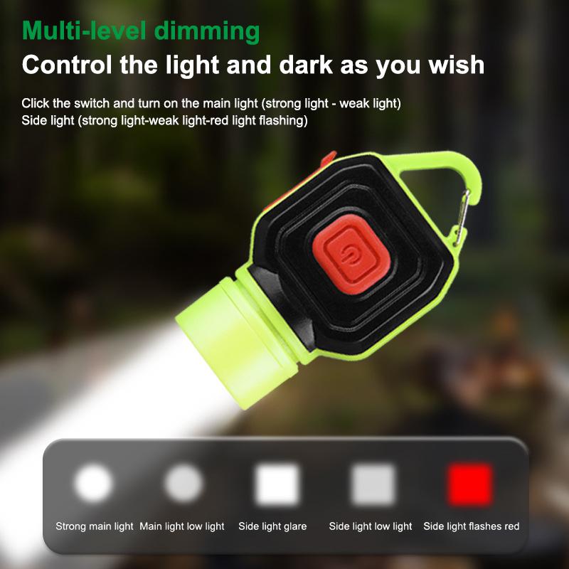 1Pcs Multi-functional Keychain Flashlight Outdoor Portable Work Light Outdoor Camping Light USB Rechargeable Emergency Light
