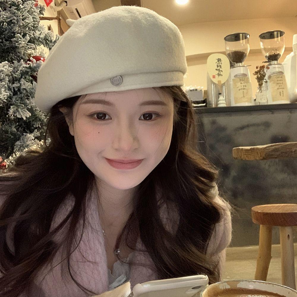 Британский стиль Шерстяной берет Шерстяная ретро шляпа художника Модная восьмиугольная шляпа Уличная