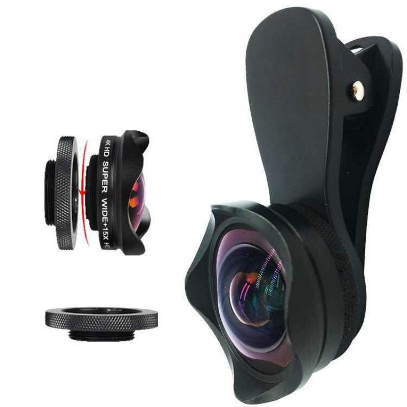 15x 120 Degree 2-in-1 Wide Angle Lens for Android Phones Mobile Phone Macro Lens for Smart Phones