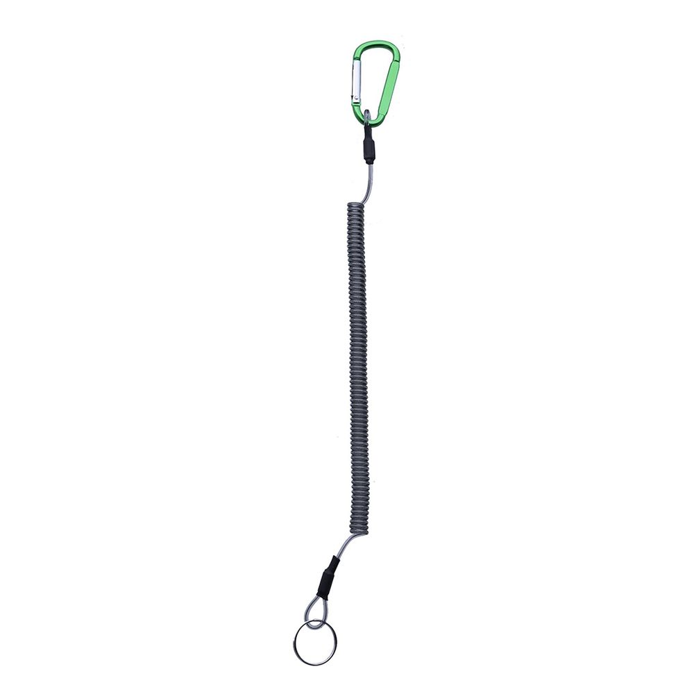 Outdoor Elastic Climbing Steel Wire Anti-lost Spring Rope Carabiner Lanyard Fishing String