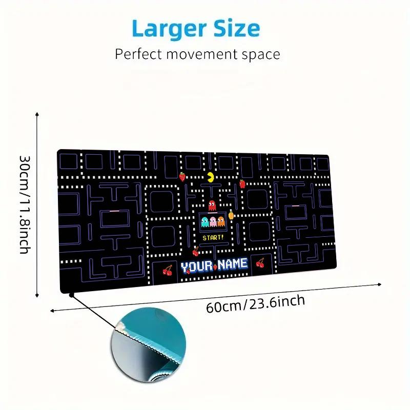 Pacman Custom Name Large Size Mouse Pad Large Gaming Table Cushion Non-slip Laptop Tablet Big Mousepad XXL Mat Mini PC Playmat With Lock edge