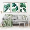 Nordic Green Palm Leaf Wall Art Monstera Leaves Canvas Painting Minimalist Tropical Plant Wall Picture for Living Room Decor
