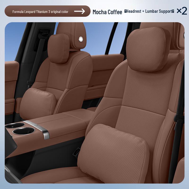 Equation Leopard Titanium 3 Headrest & Lumbar Support Set - Complete Car Interior Accessories