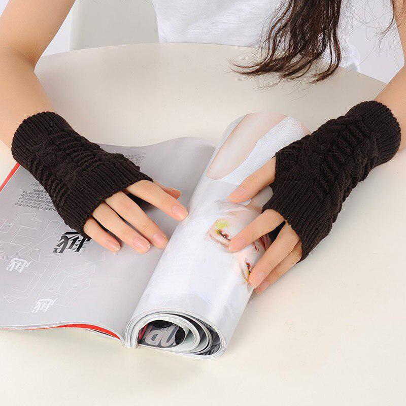 Winter Women Gloves Hand Arm Crochet Cable Knitted Gloves Mittens Warm Fingerless Wrist Women Gloves