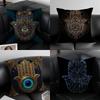 Beautiful Mysterious Style Hamsa-A Pillow Case Anti-dustmite Pillowcase Invisible Zipper Silky Short Plush Sofa Cushion Cover