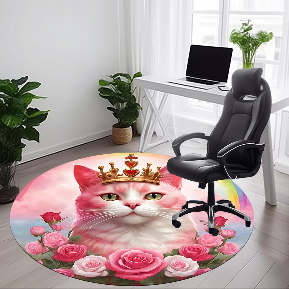 1 шт. Ковер-сиденье KittyChair с короной для офиса, для помещений, нескользящий, моющийся, из полиэфирного волокна, коврик для офиса, можно стирать в машине