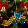 Faux Crystal Construction Truck Ornament Christmas Tree Colorful 2D Flat Acrylic Construction Vehicle Hanging Decoration Pendant