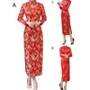 Леди Нижние юбки больших размеров, женский Cheongsam, элегантный длинный Cheongsam с высоким разрезом, классический женский стиль в китайском стиле, женское платье для свадебных вечеринок