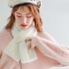 Women Winter Faux Rabbit Fur Cross Collar Solid Color Thickened Warm Scarf Plush Elegant Shawl Scarf Clothes Accessories