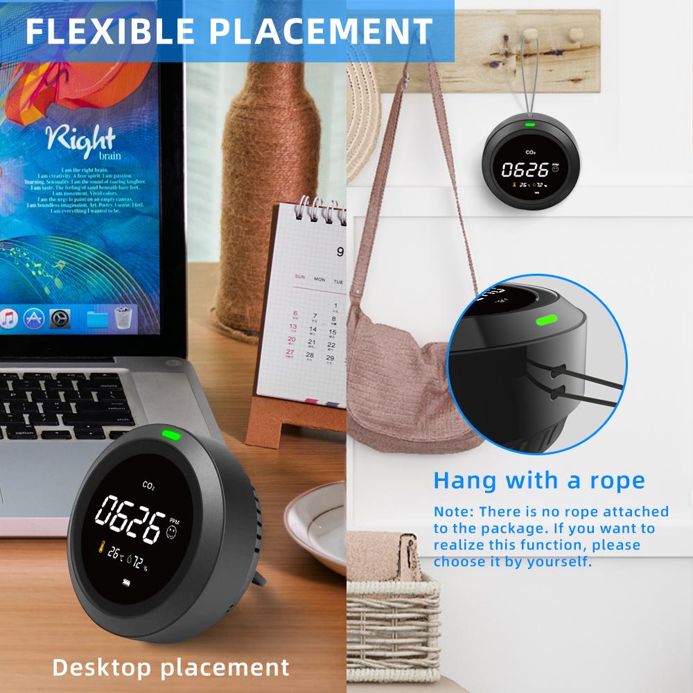 Измеритель CO2 Датчик CO2 Многофункциональный детектор CO2 Бытовая техника USB зарядка Монитор качества воздуха Анализатор качества воздуха