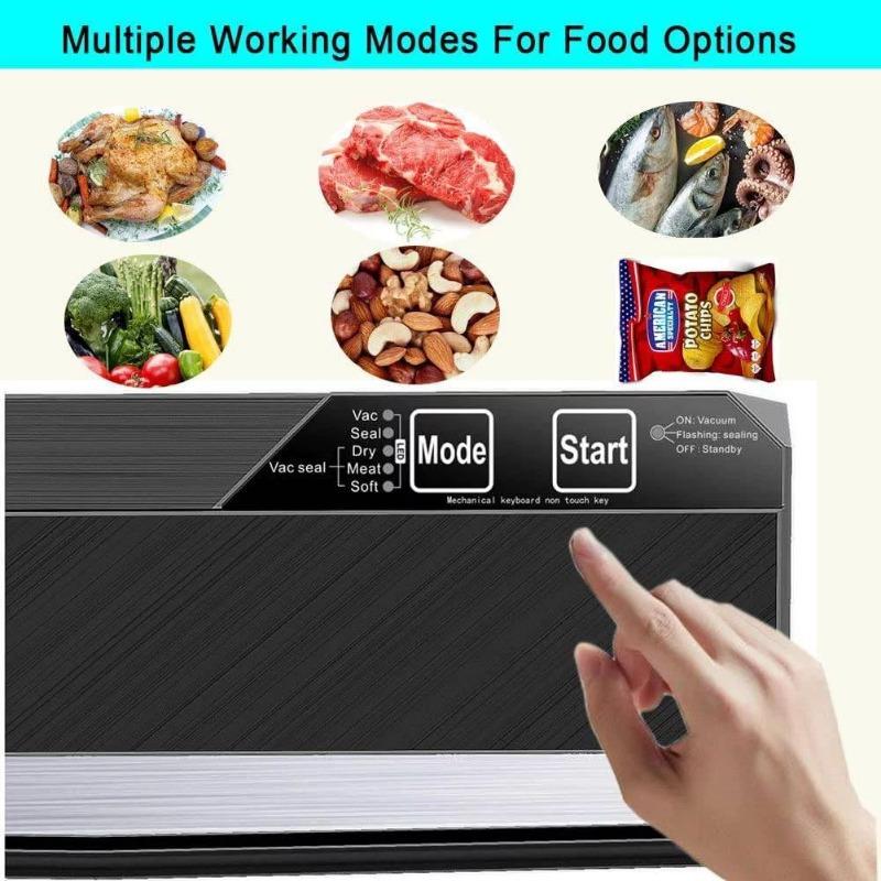 Вакуумный упаковщик для пищевых продуктов, вакуумная машина Food Saver, с 5 пакетами для вакуумной упаковки, режимами сухой и влажной еды, быстрая герметизация, легко чистить