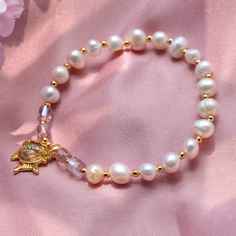 100% Натуральный Пресноводный Жемчуг Рыба Животное 14K Золотое Покрытие Женский Шарм Браслет Для Женщин Подарки На День Рождения Не Тускнеет