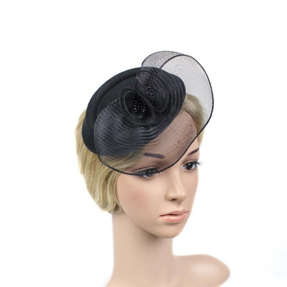 Vintage Fascinator Hat Elegant Wedding Headwear Classic Horse Racing Hat Makeup Prom