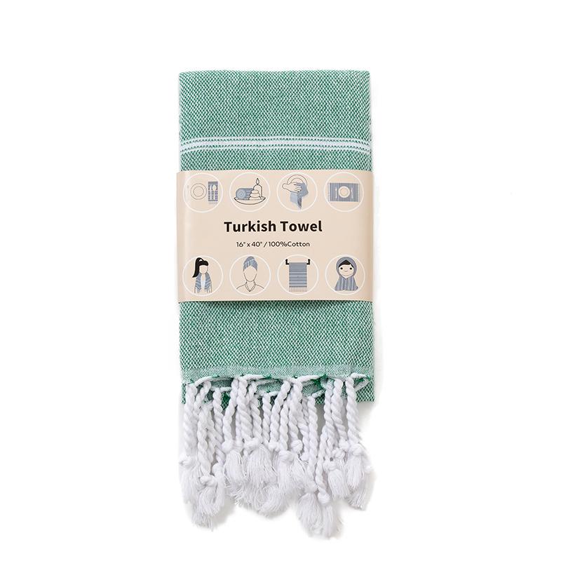 Quick Dry White Turkish Cotton Woven Square Beach Dish Towels Striped Pattern Disposable Antimicrobial Hypoallergenic