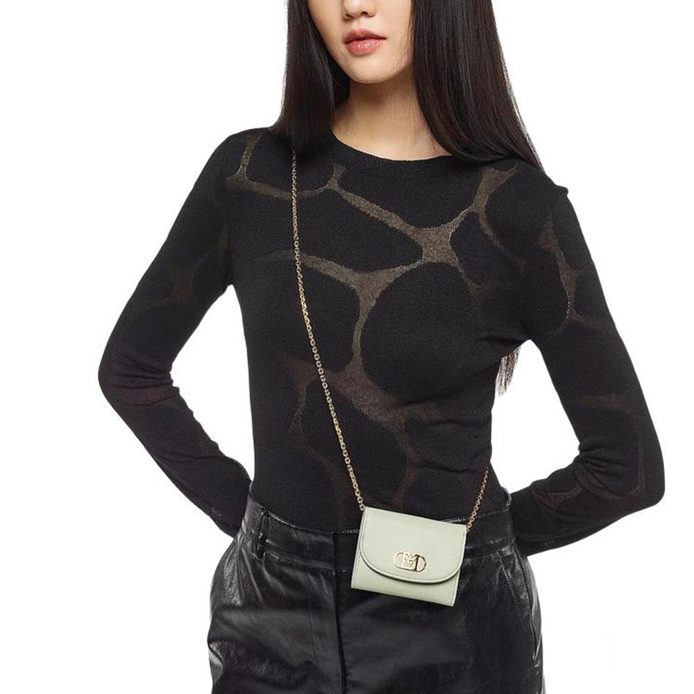 MCM Mode Travia Металлическая Цепочка Логотип Кожаный Мини-Кошелек Женский кошелек Небесно-Голубой MYLCSLM01J3001