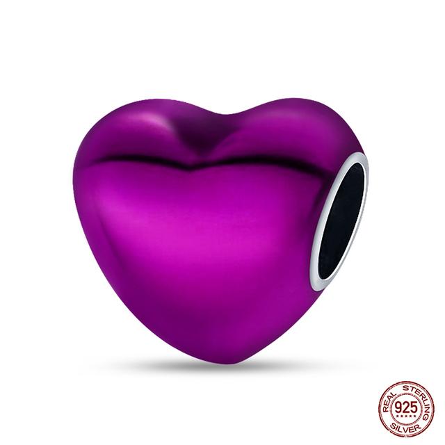 Фиолетовые подвески в виде совы, бусины из стерлингового серебра 925 пробы, милые кошки, собаки и подвески в форме сердца, подходят для браслета, сделай сам, женские оригинальные ювелирные изделия