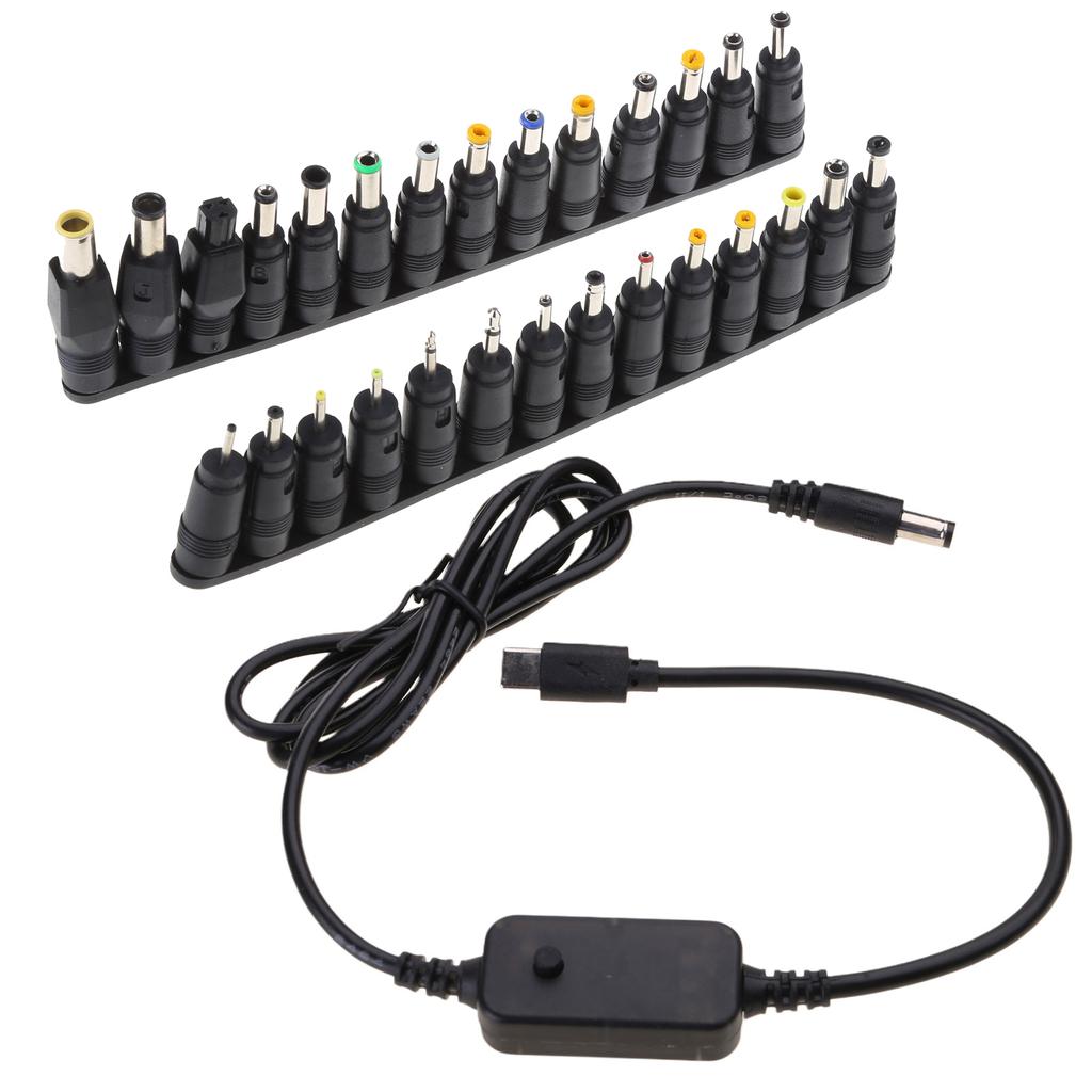 Кабель питания USB TypeC PDto DC5521 5 В 9 В 12 В 15 В 20 В Регулируемый с адаптерами Высокая надежность Меньше отходов ресурсов