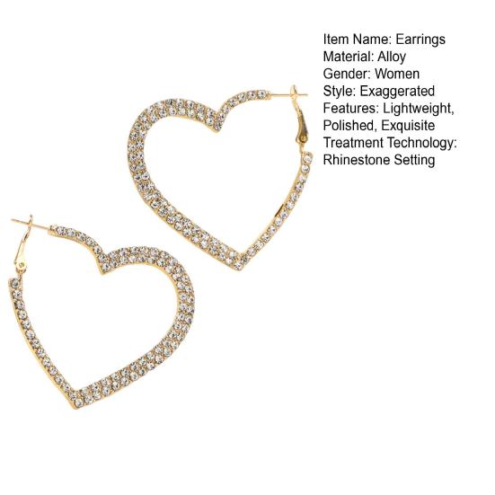 1 пара женских серег в форме серег со стразами, индивидуальное висячее сердце, преувеличенное вечерние, клубные свидания