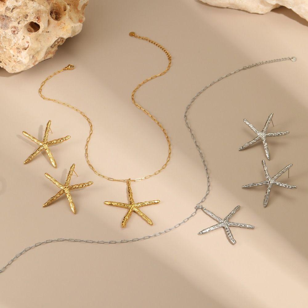 Big Pendant Starfish Pendant Necklace Multi-pendant Jewelry Set Star Necklace Summer Holiday