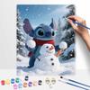Disney Digital Oil Painting Art Kit Stitch Snowman Winter Scene Hand Filled Home Decor