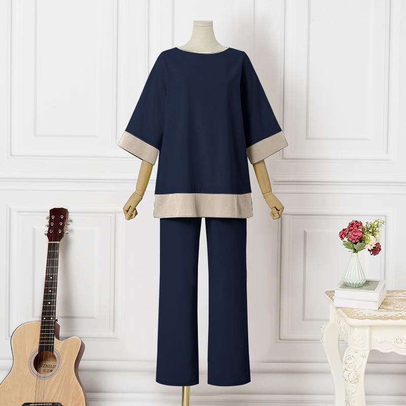 ZANZEA Cotton Outfits Womens 3/4 Sleeve Blouse and Pants Casual Two Piece Suit Set