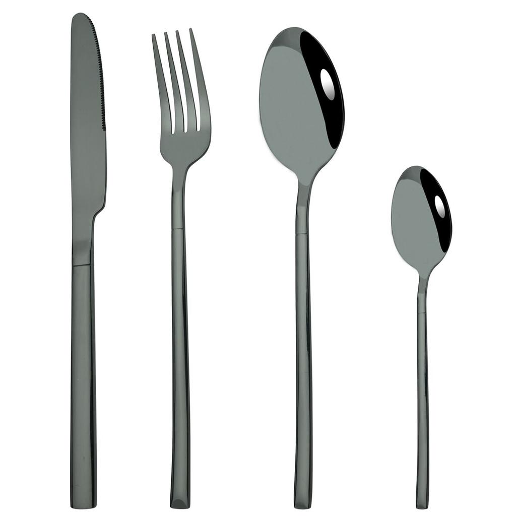 4Pcs Black Gold Cutlery Set Knives Fork Spoon Dinner Tableware Stainless Steel Dinnerware Party Kitchen Flatware Silverware Set
